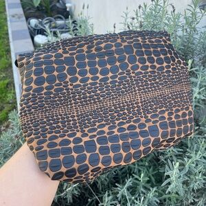 Danielle Lehavi Brown Crossbody Guitar Strap Bag Black VEGAN Crocodile Texture